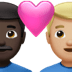 👨🏿‍❤️‍👨🏼 couple with heart: man, man, dark skin tone, medium-light skin tone display on Apple